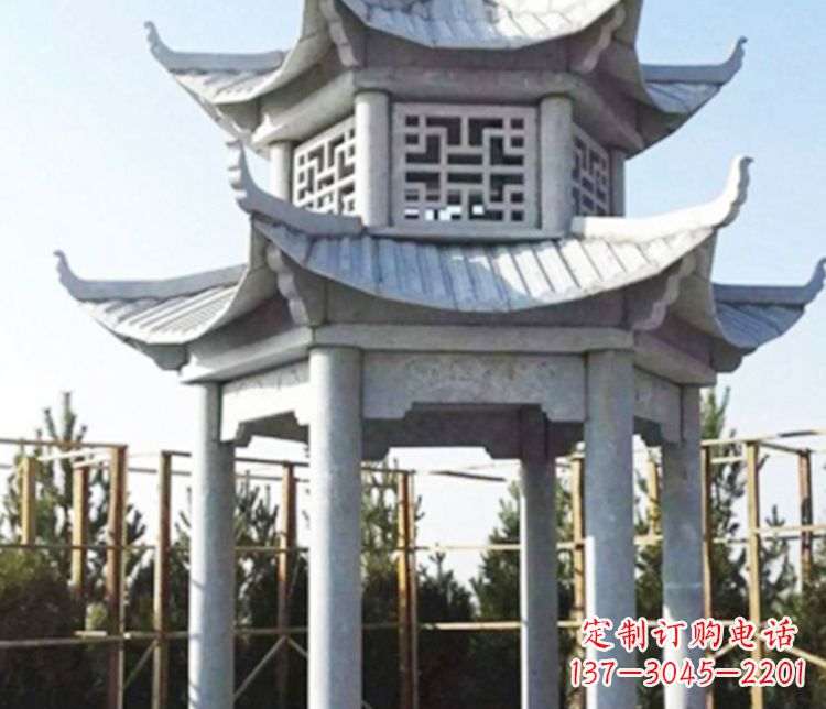 泸州双层仿古石凉亭石雕_2