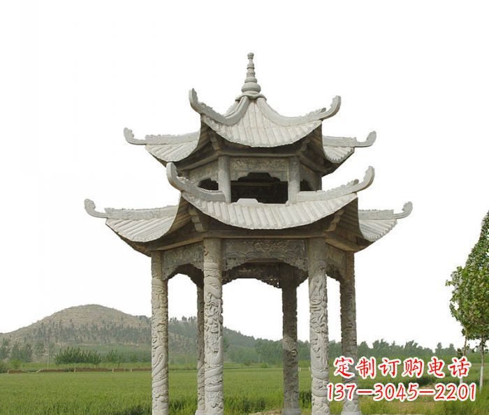 泸州双层仿古石雕凉亭