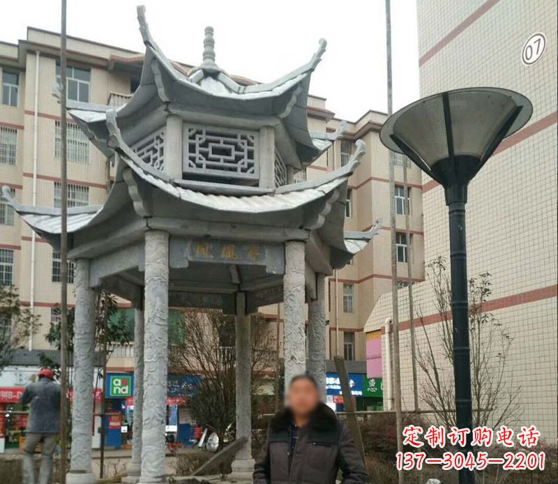 泸州双层六角凉亭石雕