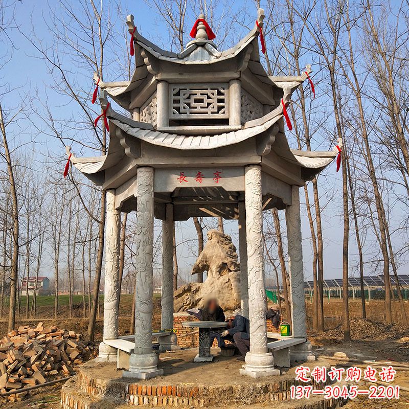 泸州双层六角石凉亭