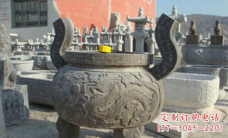 泸州双龙戏珠浮雕香炉铜雕