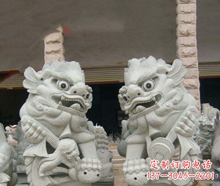 泸州寺庙景观南方狮子石雕 (2)