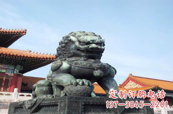 泸州寺庙门口狮子铜雕