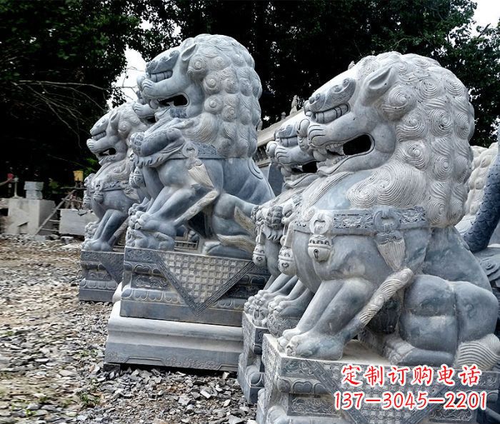 泸州寺庙青石狮子石雕 (2)