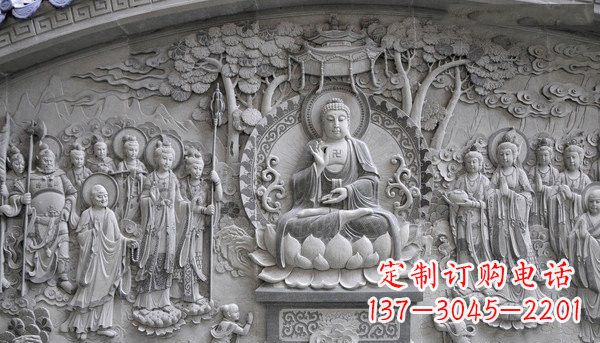 泸州寺庙墙壁石浮雕佛像