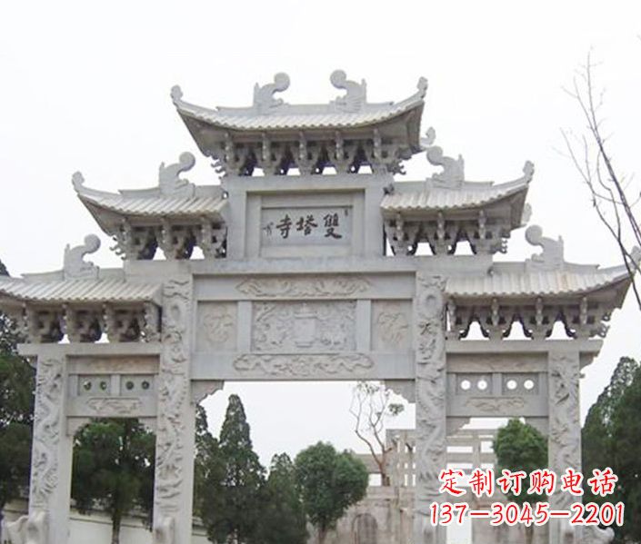 泸州寺庙三门牌坊石雕 (2)