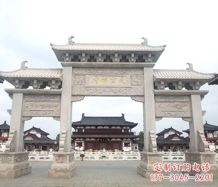 泸州寺庙三门牌坊石雕