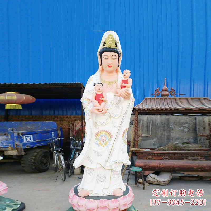 泸州送子观音彩绘玻璃钢雕塑