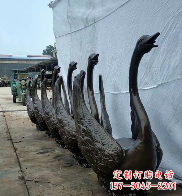泸州天鹅喷泉铜雕,园林喷泉水景流水组件