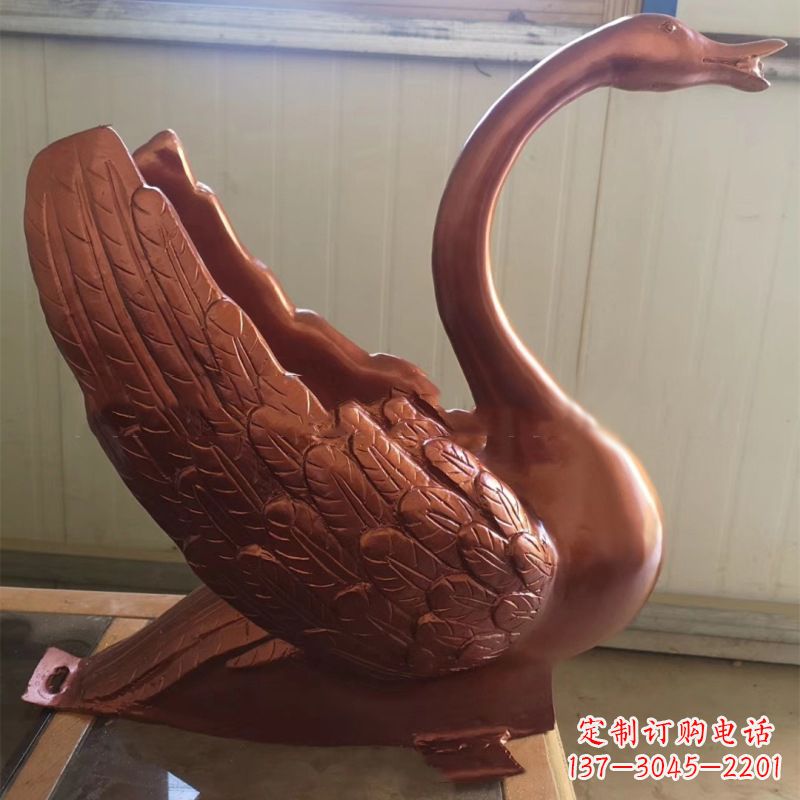 泸州天鹅铜雕塑,喷泉吐水天鹅装饰摆件