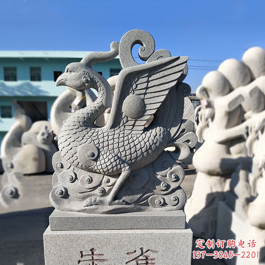 泸州天之四灵之朱雀神鸟砂岩石雕塑