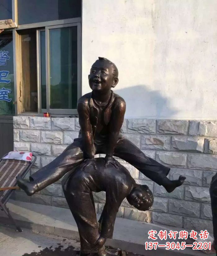 泸州跳马儿童铜雕 (2)