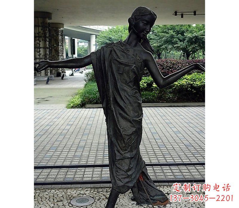 泸州跳舞的女孩街边景观铜雕