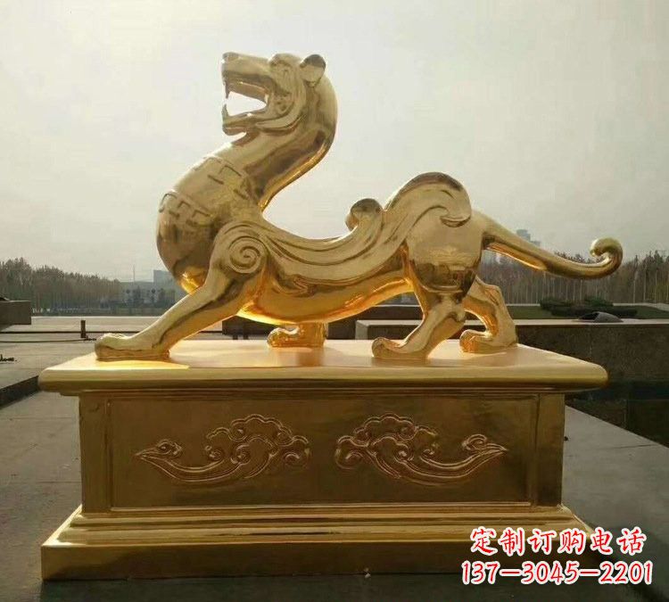 泸州贴金古代神兽青龙雕塑
