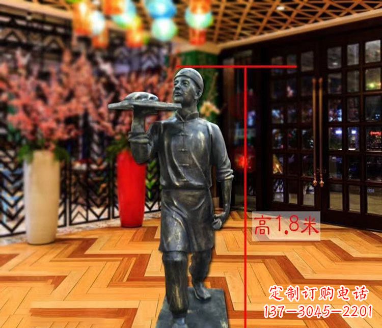泸州铜雕店小二人物雕塑 (2)