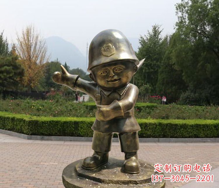 泸州铜雕儿童交通警察
