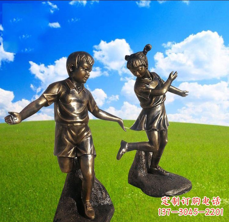 泸州铜雕儿童踢毽子