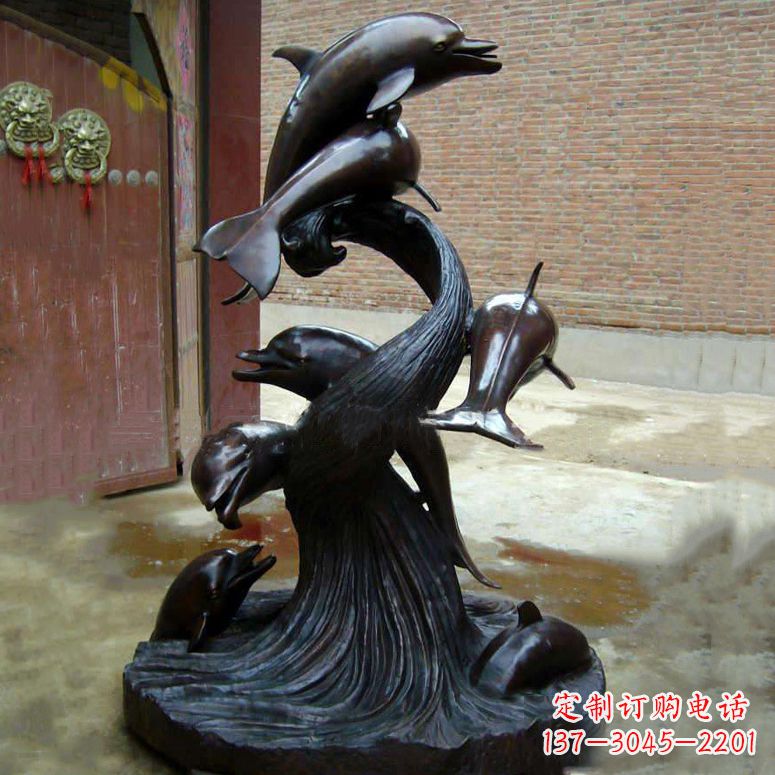 泸州铜雕海豚景观雕塑
