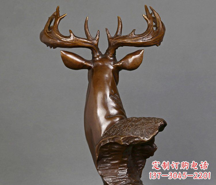 泸州铜雕吉祥招财鹿头雕塑摆件