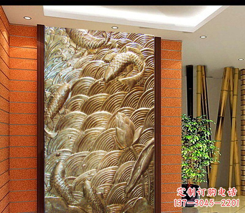 泸州铜雕酒店锻造鲤鱼壁画景观摆件