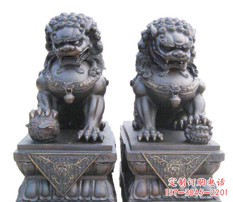 泸州铜雕酒店镇宅招财狮子摆件 (2)