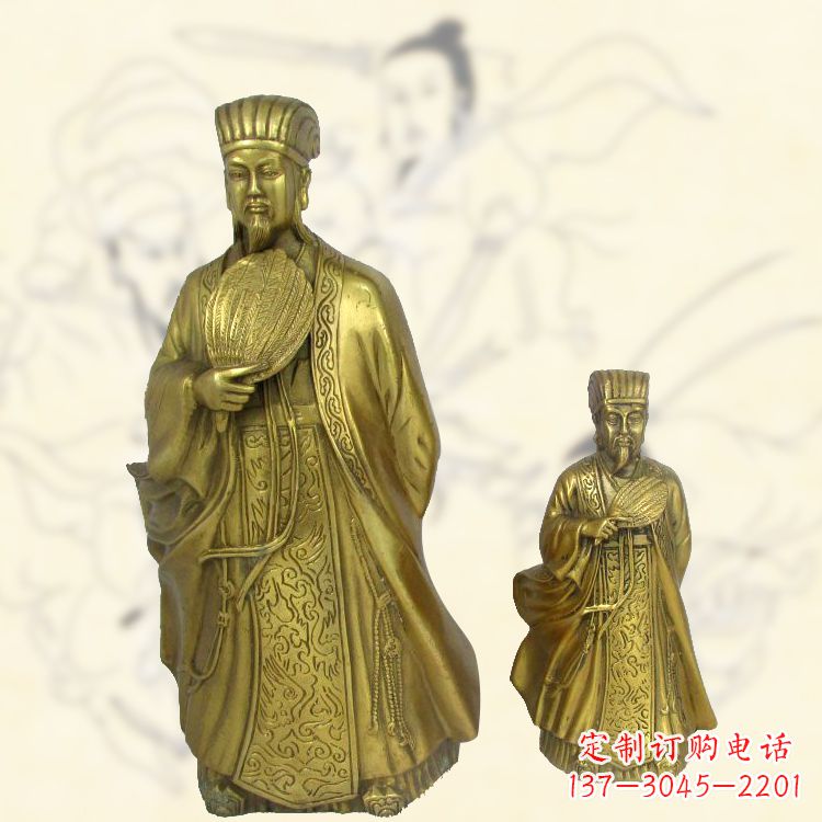 泸州铜雕名人诸葛亮雕像-纯铜铸造三国人物雕塑