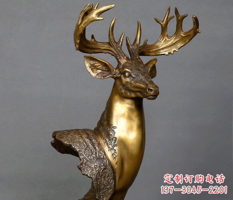 泸州铜雕如意铜鹿头摆件