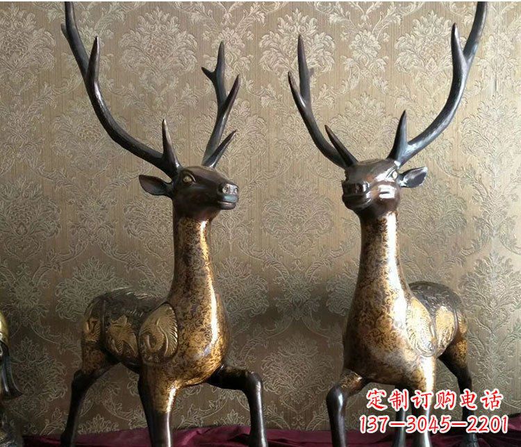 泸州铜雕室内装饰动物鹿雕塑