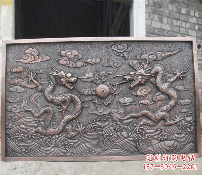 泸州铜雕双龙壁画景观摆件