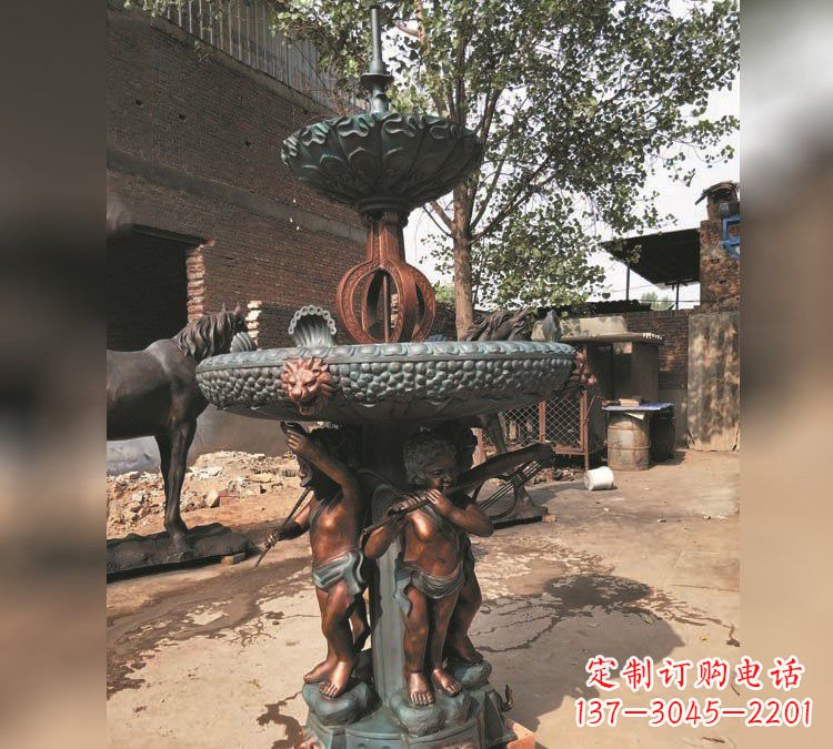 泸州铜雕双层西方儿童喷泉