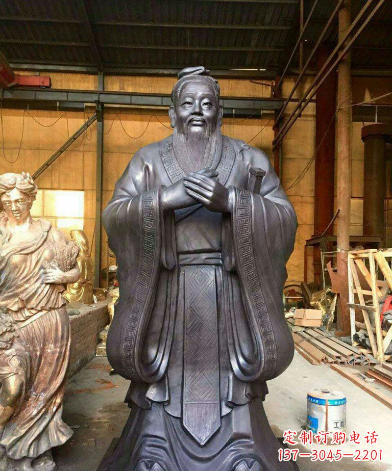 泸州铜雕校园孔子人像雕塑