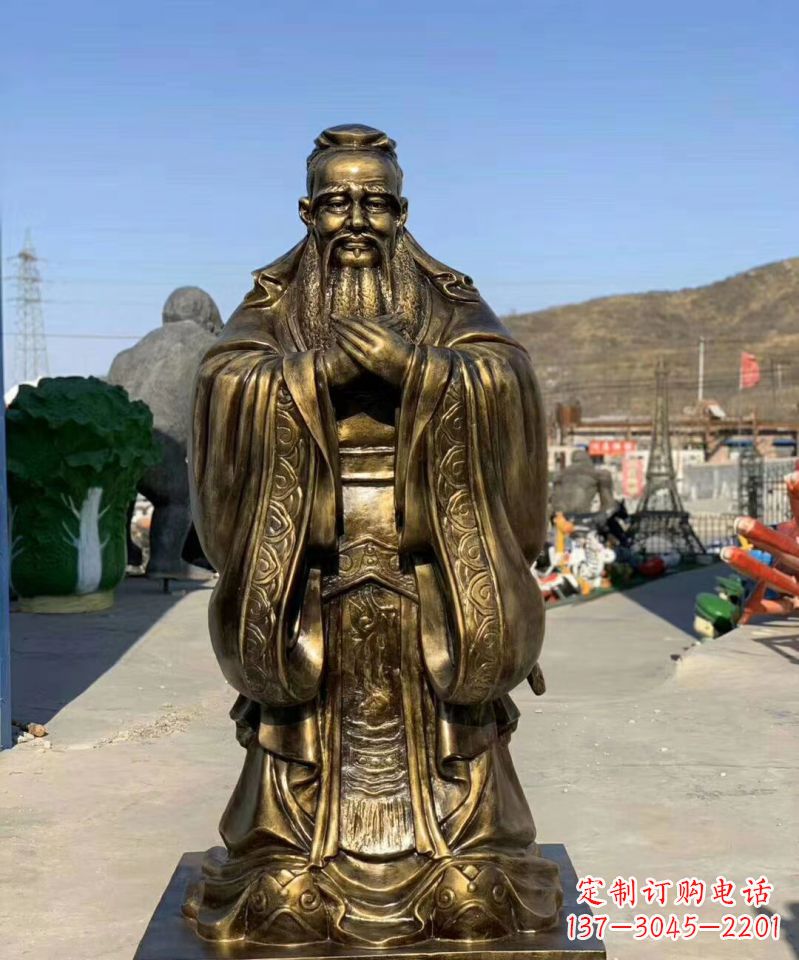 泸州铜雕学校孔子人物雕塑