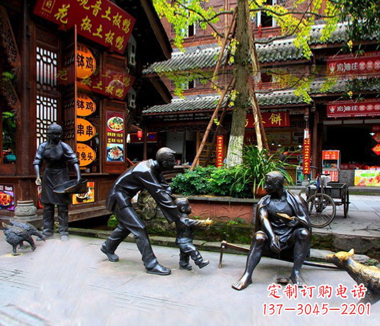 泸州铜雕学走路儿童街道人物雕塑