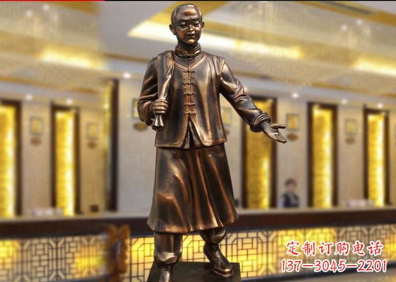 泸州铜雕迎宾人物店小二