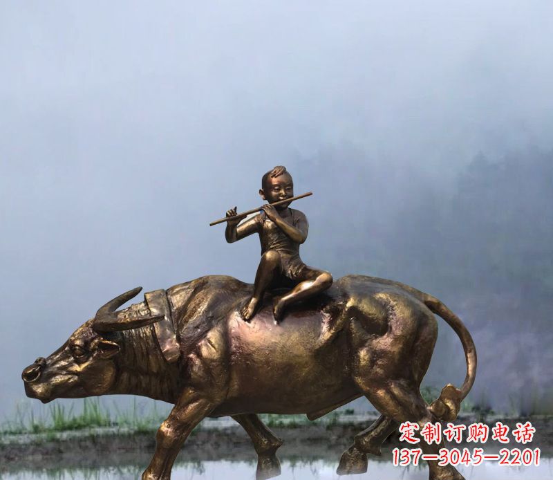 泸州铜雕园林牧童骑牛