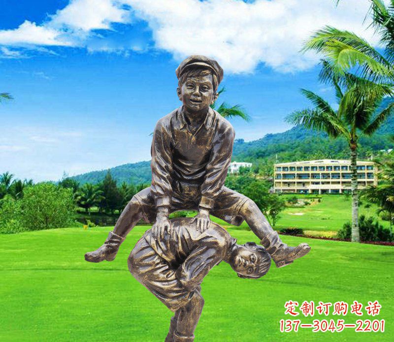 泸州铜雕园林玩游戏儿童雕塑