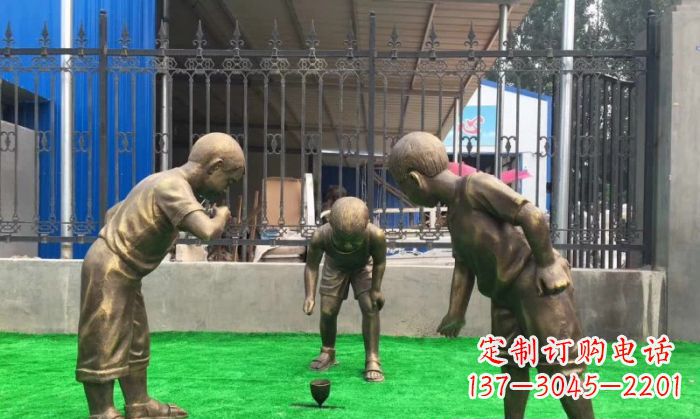 泸州玩陀螺儿童铜雕