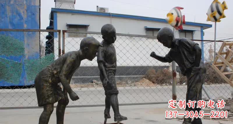 泸州玩陀螺人物铜雕
