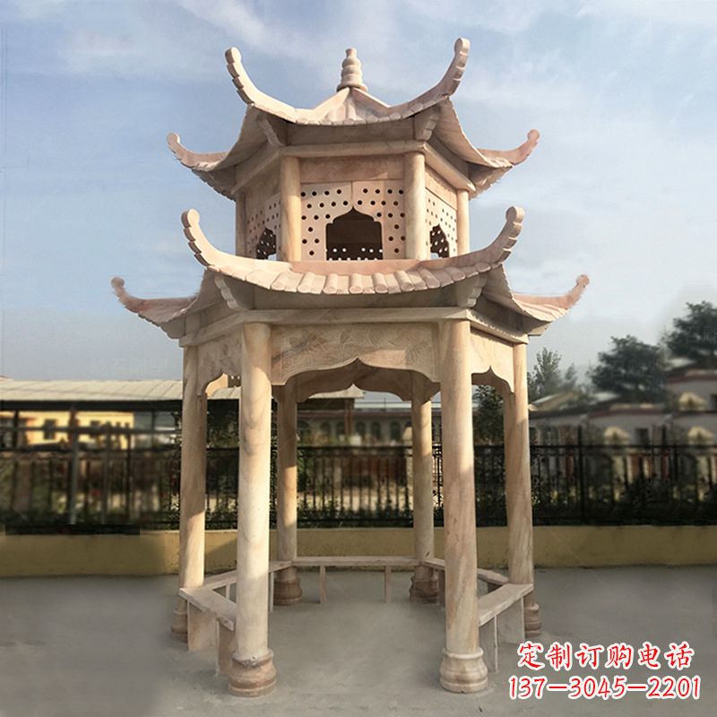 泸州晚霞红大理石凉亭雕塑