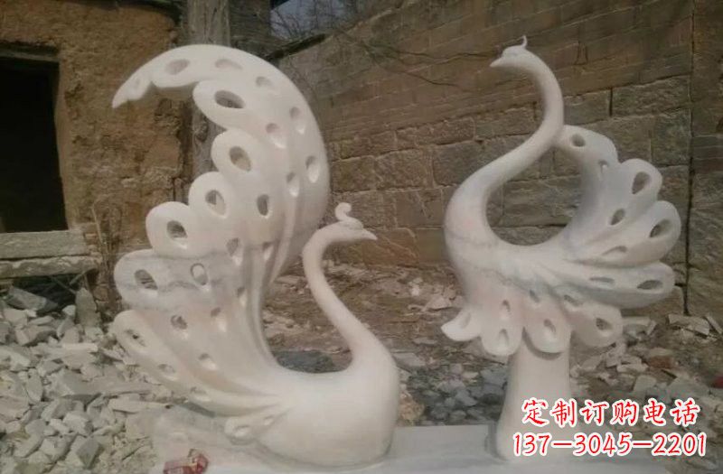 泸州晚霞红抽象石雕孔雀