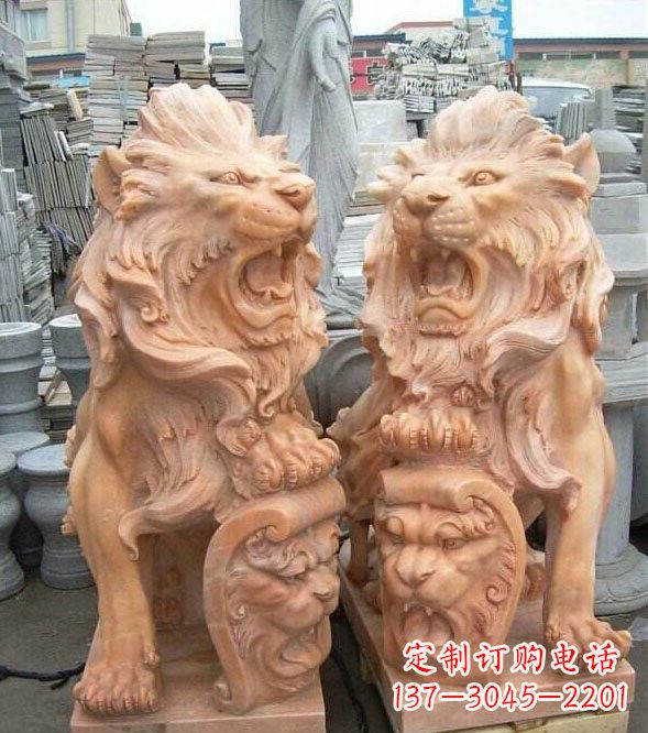 泸州晚霞红盾牌欧式狮子
