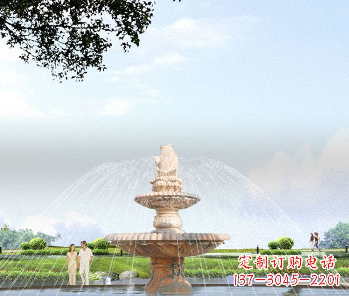 泸州晚霞红多层大型石雕喷泉 (4)