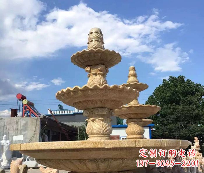 泸州晚霞红多层喷泉石雕