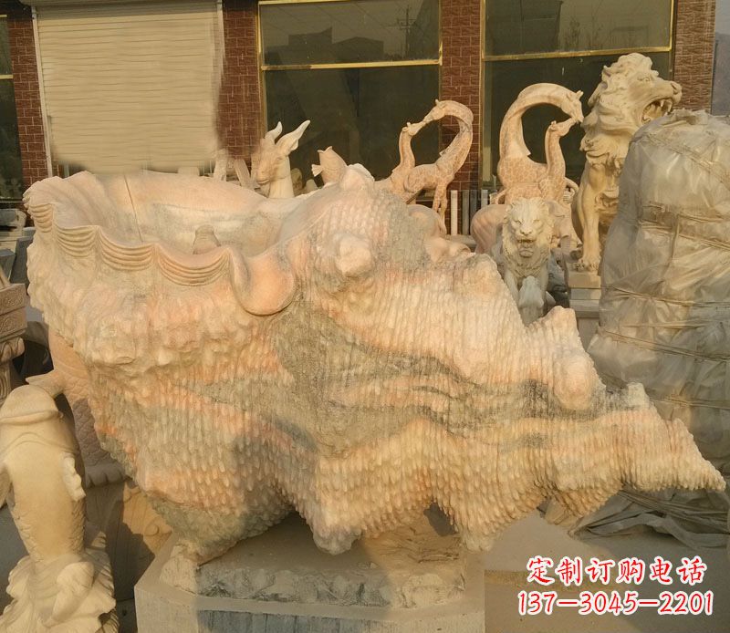 泸州晚霞红海螺石雕