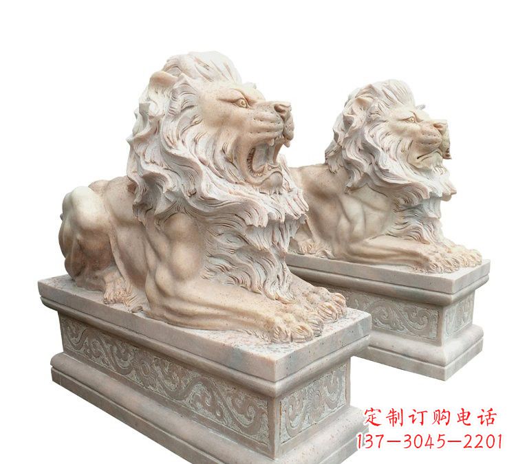 泸州晚霞红石材欧式狮子