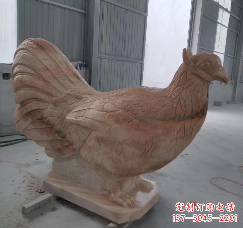 泸州晚霞红石雕母鸡
