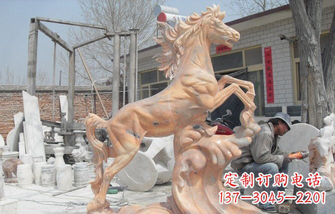 泸州晚霞红踏浪奔马石雕222