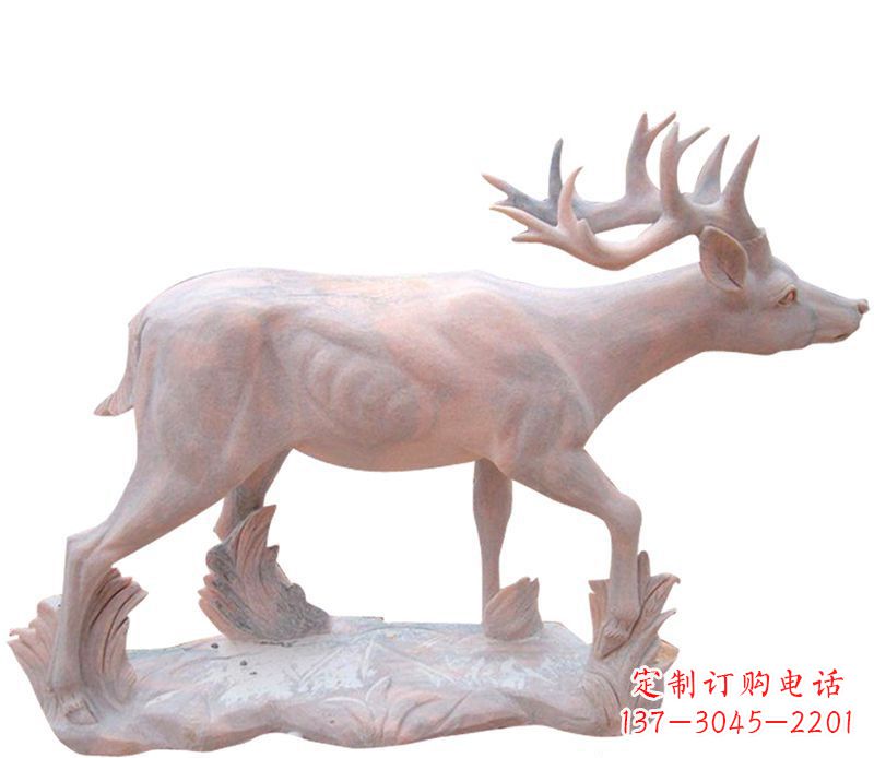 泸州晚霞红小鹿石雕