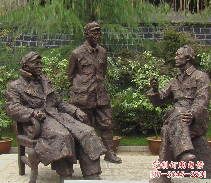 泸州伟人毛泽东刘伯承铜雕