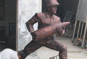 泸州铜雕炮弹战士，象征勇气和决心